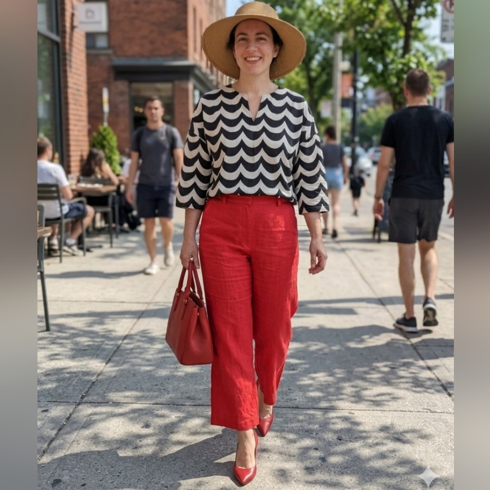 Marimekko X Uniqlo Black & White Wave-Print Top